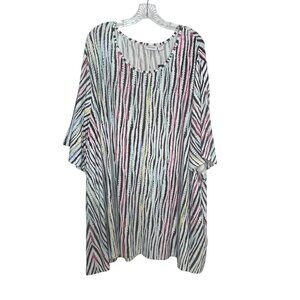 Avenue Womens Shirt Flut Sleeve Spirit Stripe Print Plus Size 30/32 New